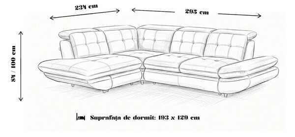 Coltar living SIENA MIC, sezlong dreapta, stofa catifelata verde olive