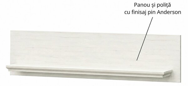 Polita living IRYS, pin alb anderson, PAL laminat, 119x18x26 cm