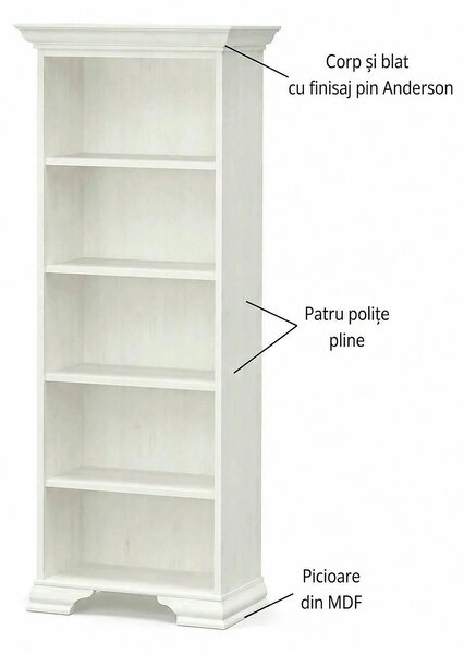 Biblioteca pentru living IRYS, pin alb anderson, PAL laminat, 70x43x19