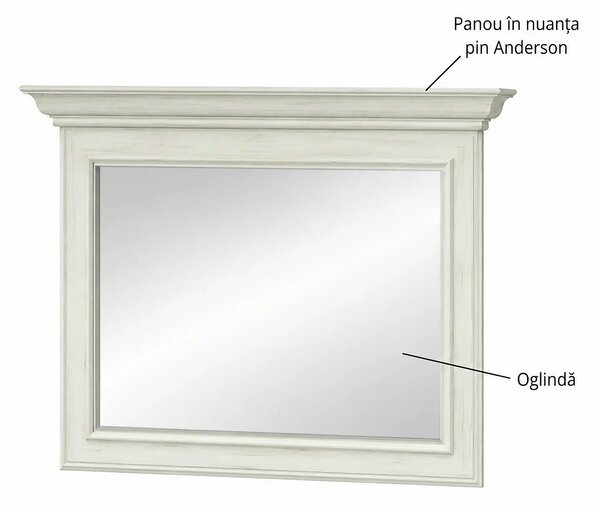 Oglinda pentru perete IRYS, pin alb anderson, PAL laminat, 103x10x78 c
