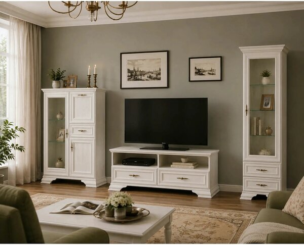 Mobilier living clasic IRYS, pin alb anderson, PAL laminat, 3 piese