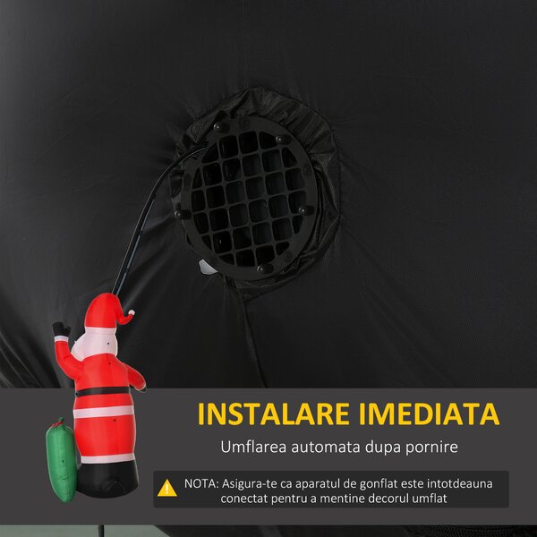 Mos Craciun Gonflabil Decor de Craciun cu 6 lumini LED, Rosu si verde 50×60×240cm HOMCOM | Aosom Romania