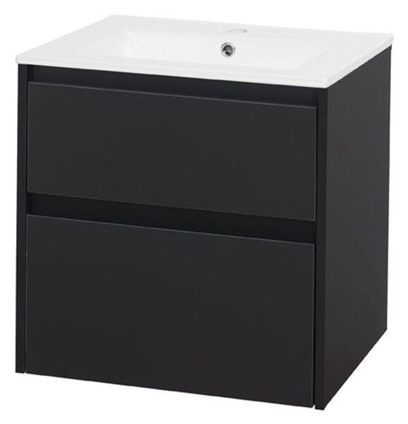 Mereo Mereo, Opto, dulap baie cu chiuveta ceramica 61 cm, alb, stejar, alb/stejar, negru, MER-CN940
