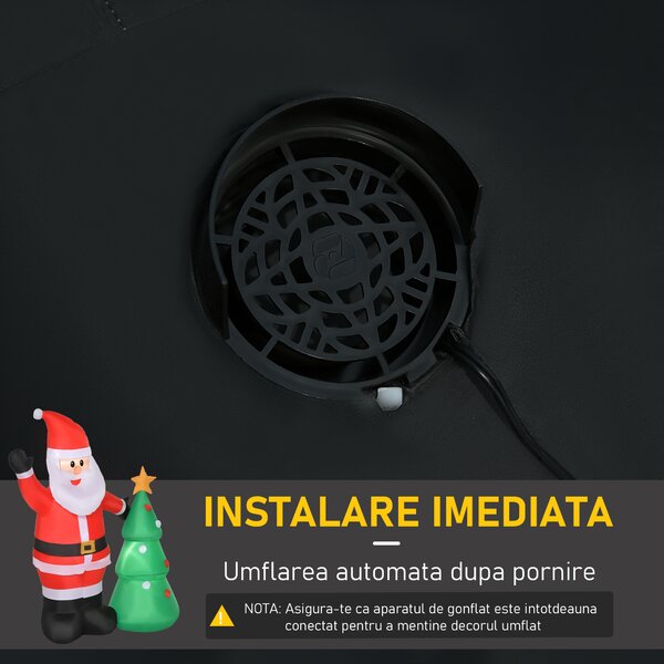 HOMCOM Mos Craciun Gonflabil cu Brad, Decoratiune de Craciun pentru Exterior cu Lumini cu LED | Aosom Romania