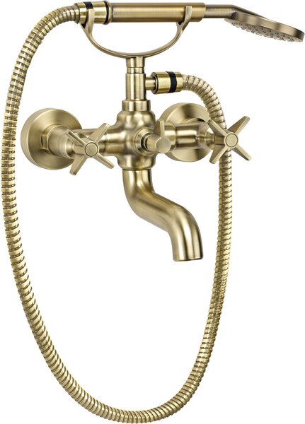 Deante Temisto, baterie baie cu set de dus, retro gold, BQT_M11D