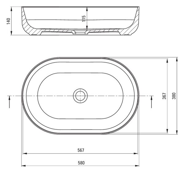 Deante Chiuvetă rotundă, ovală de blat 580x380x140mm, alb lucios, DEA-CGR_6U6S