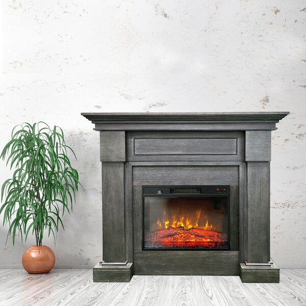 Semineu electric decorativ ElectricSun MONTENEGRO gri, cu incalzire, sunet, 3 culori, cu APP internet, L127xH107cm