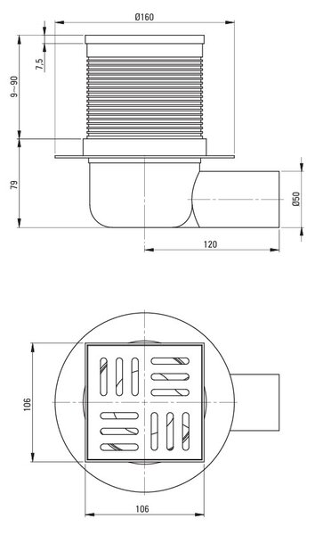 Deante Deante, canal de duș punct cu grătar auriu 105x105mm, auriu mat, DEA-KOS_R01C