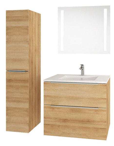 Mereo, Mereo Mailo, dulap baie 80cm, stejar Riviera, mâner AL anodizat, MER-CN521SN