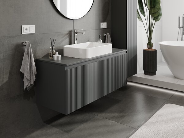 Mexen Rivel, mobilier baie 120 cm, 1 sertar, canelat, grafit mat, 91A20-12047-1-BF66