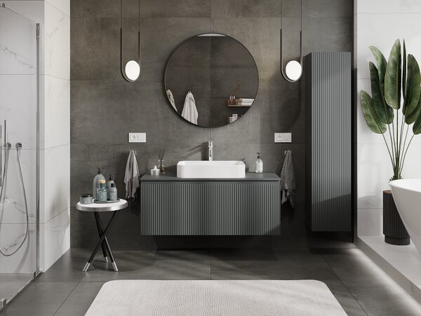 Mexen Rivel, mobilier baie 120 cm, 1 sertar, canelat, grafit mat, 91A20-12047-1-BF66