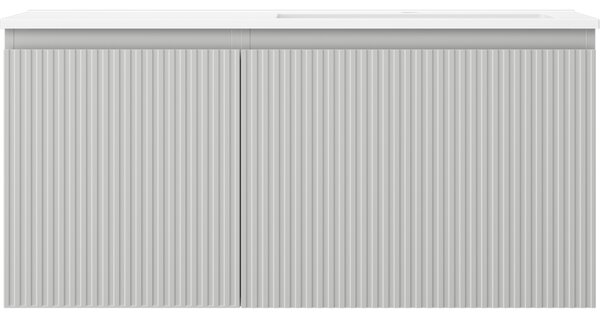 Mexen Rivel, mobilier baie 100 cm cu lavoar Otis dreapta, 1S, 1D, canelat, gri mat/alb mat - 91A23-10047-3-BBFF62-W18P01