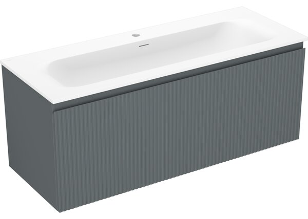 Mexen Rivel, mobilier baie 120 cm cu lavoar Vela, 1 sertar, canelat, grafit mat/alb mat, 91A20-12047-1-BF66-W23M0