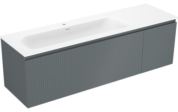 Mexen Rivel, mobilier baie 160 cm cu lavoar Vela stânga, 1S, 1D, canelat, grafit mat/alb mat, 91A23-16047-3-BBFF66-W23L01