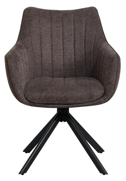 Scaun rotativ ASTON, maro/negru, stofa/metal, 61x58x86 cm