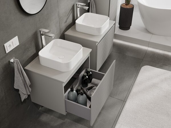 Mexen Rivel, mobilier de baie 60 cm cu blat, 1 sertar, canelat, gri mat, 91A20-06047-1-BFC62
