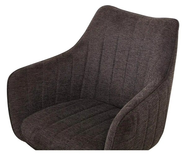 Scaun rotativ ASTON, maro/negru, stofa/metal, 61x58x86 cm