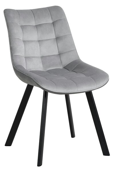 Scaun tapitat MEL, gri deschis/negru, stofa catifelata/metal, 47x56x84