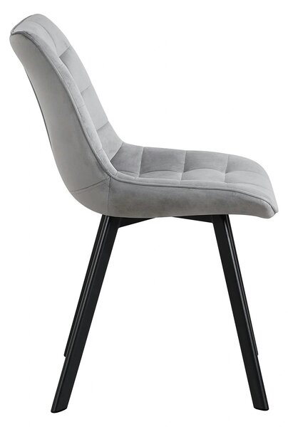 Scaun tapitat MEL, gri deschis/negru, stofa catifelata/metal, 47x56x84