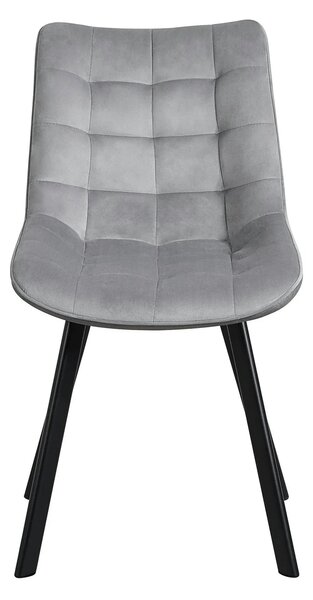 Scaun tapitat MEL, gri deschis/negru, stofa catifelata/metal, 47x56x84