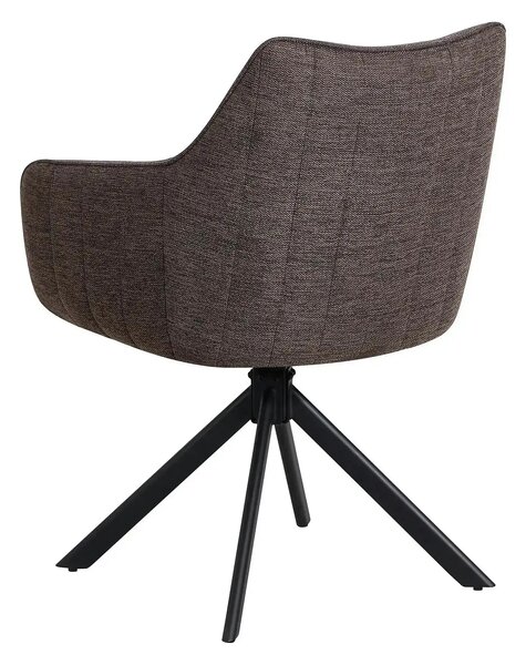 Scaun rotativ ASTON, maro/negru, stofa/metal, 61x58x86 cm