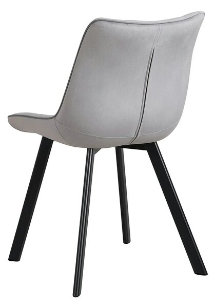 Scaun tapitat MEL, gri deschis/negru, stofa catifelata/metal, 47x56x84
