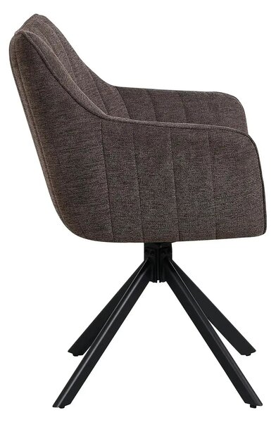Scaun rotativ ASTON, maro/negru, stofa/metal, 61x58x86 cm