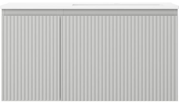 Mexen Rivel, mobilier baie 90 cm cu lavoar Otis dreapta, 1S, 1D, canelat, gri mat/alb mat - 91A23-09047-3-BBFF62-W18P01