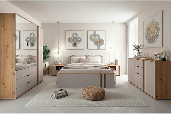 Noptiera moderna dormitor BREVAS, stejar artisan/casmir, PAL, 55x40x47