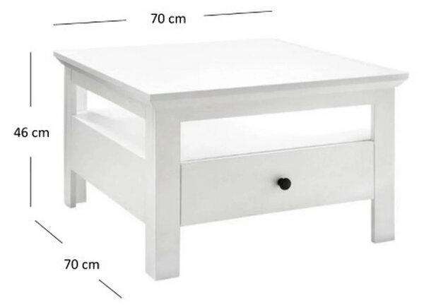 Masuta mica alba BRANDSON, alb, PAL laminat, 70x70x46 cm