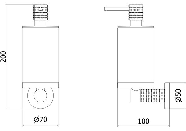 Mexen Triv, dozator de săpun de perete, negru mat, 70A33058-70B