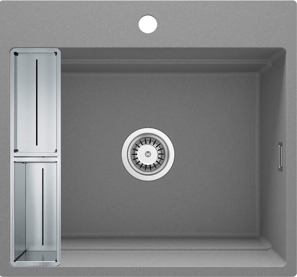 Deante Magnetic, chiuvetă din granit cu 1 cameră 560x520x220mm, gri metalic, DEA-ZRM_S10A
