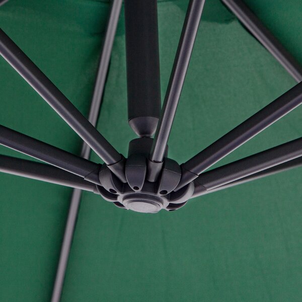 Outsunny Umbrelă Laterală din Metal, Verde, 3m, Protecție UV, Ideală pentru Grădină și Terasă | Aosom Romania