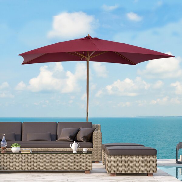 Umbrela din lemn Outsunny, bordo 2x3m | Aosom Romania