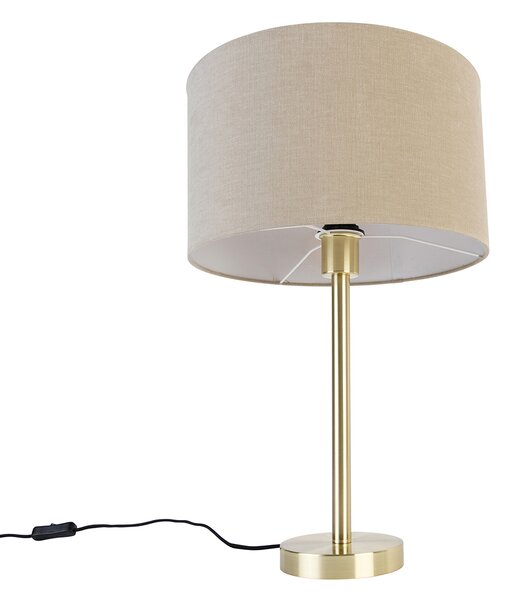 Lampă de masă clasică din alamă cu abajur maro deschis 35 cm - Simplo