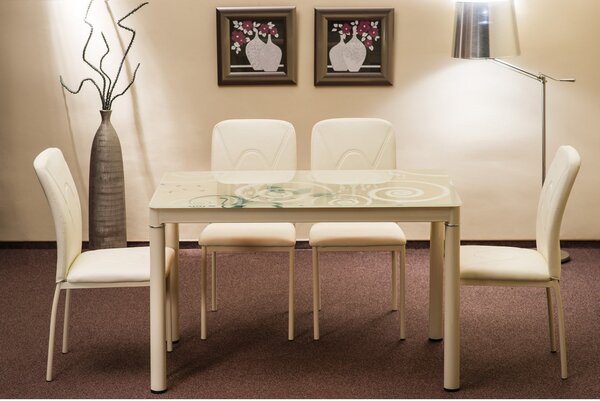 Masa bucatarie crem Damar, sticla ultradura, 100X60X75