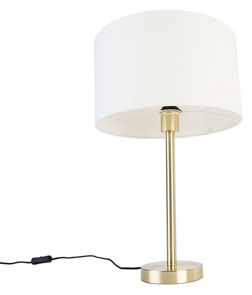 Lampă de masă clasică din alamă cu abajur alb 35 cm - Simplo