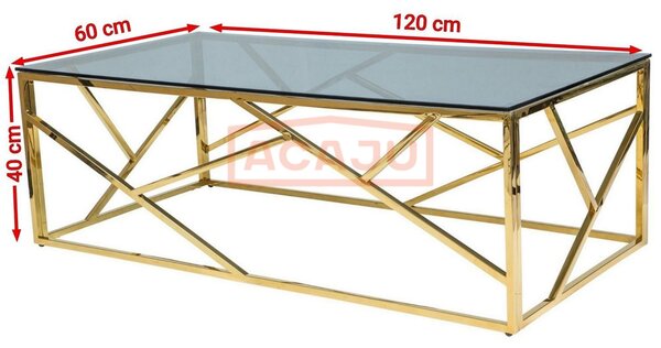 Masa sticla de cafea gold Escada A, 120X60X40