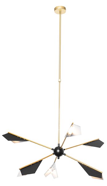 Lampa suspendată de design neagră și aurie cu 6 lumini - Sinem