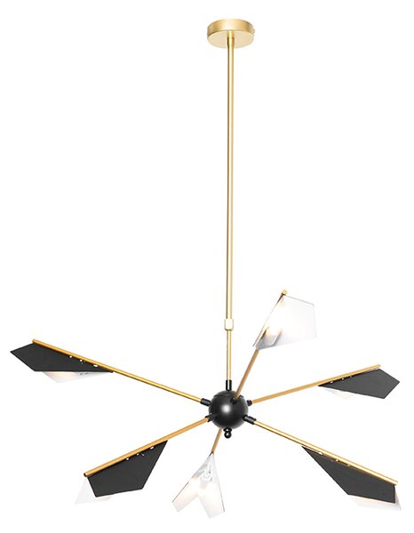 Lampă suspendată de design neagră cu auriu 6 lumini - Sinem