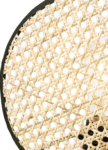 Lampă de masă rustică neagră cu ratan 25 cm - Kata