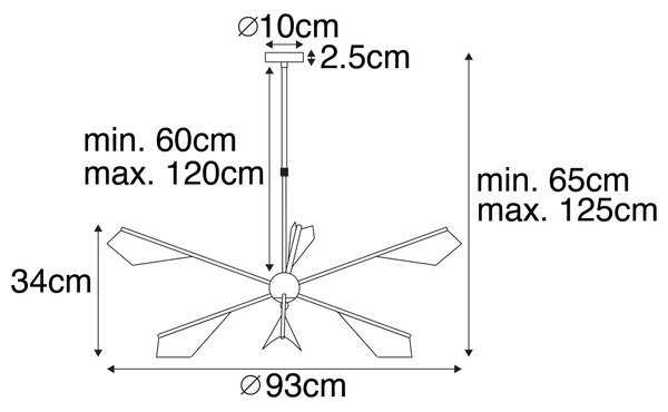 Lampa suspendată de design neagră și aurie cu 6 lumini - Sinem