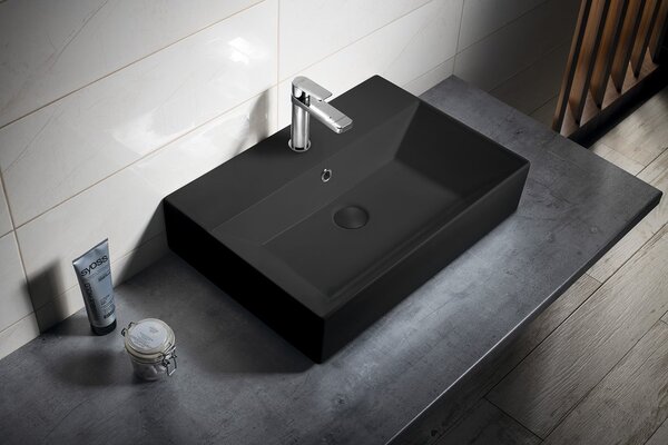 Isvea Sapho, SISTEMA Chiuvetă ceramică 60x42cm, negru mat, 10SF50060-2N
