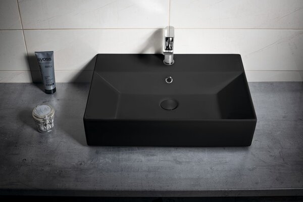 Isvea Sapho, SISTEMA Chiuvetă ceramică 60x42cm, negru mat, 10SF50060-2N
