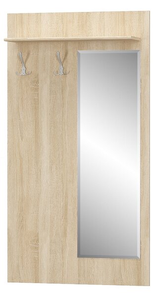 Cuier de perete cu oglinda Tips stejar sonoma, 80x22x153 cm