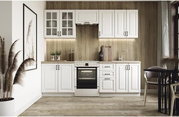 Bucatarii moderne pe lung Elizabeth, alb, 240 cm