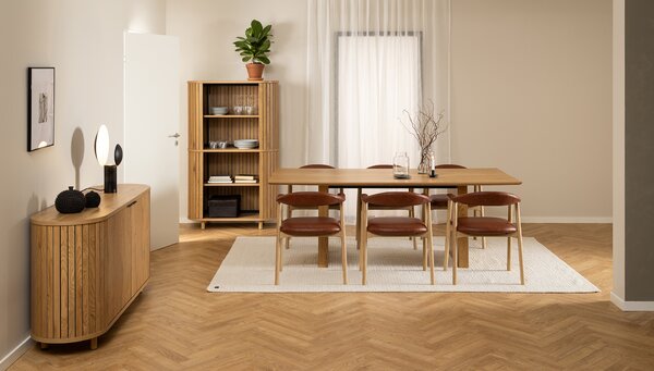 MAZZONI EXPORT ADELE piele ecologica Retro Brandy 691B/cadru Stejar Natural - SCAUN DIN LEMN PENTRU SALON SUFRAGERIE BUCĂTĂRIE RETRO