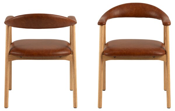 MAZZONI EXPORT ADELE piele ecologica Retro Brandy 691B/cadru Stejar Natural - SCAUN DIN LEMN PENTRU SALON SUFRAGERIE BUCĂTĂRIE RETRO