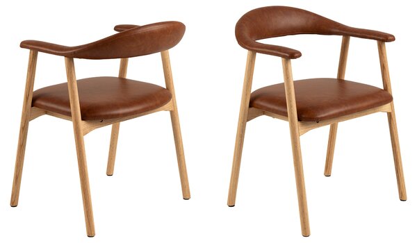 MAZZONI EXPORT ADELE piele ecologica Retro Brandy 691B/cadru Stejar Natural - SCAUN DIN LEMN PENTRU SALON SUFRAGERIE BUCĂTĂRIE RETRO