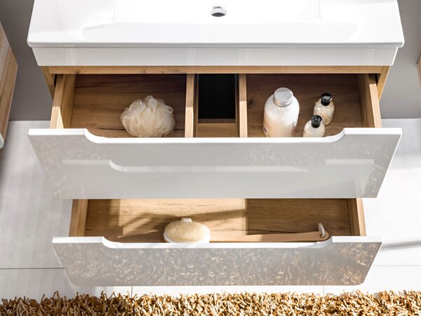 Comad Aruba White dulap 60x46x59 cm sub chiuveta pe perete alb-stejar ARUBAWHITE820-60CMFSC